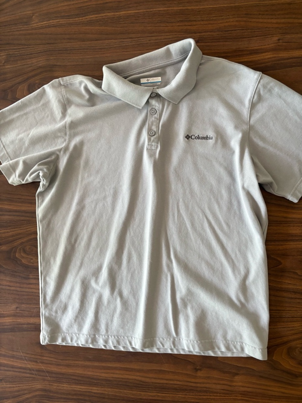 Columbia mens Light Gray Polo Shirt - Classic Short Sleeve active fit size L